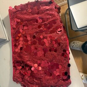 SHEIN Red Sequin Pencil Skirt